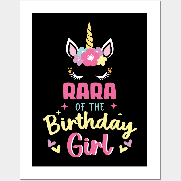 Rara of The Birthday Girls Family Unicorn Lover B-day Gift For Girls Women Kids Wall Art by Los San Der